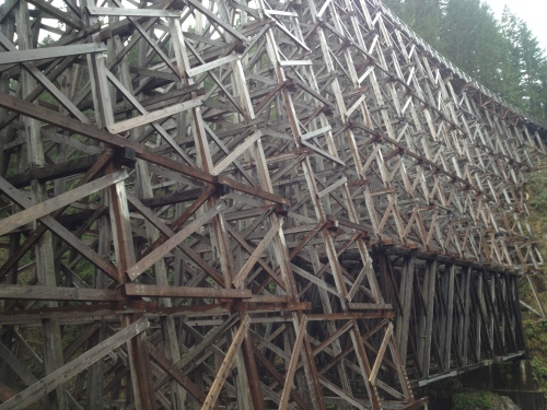 The Kinsol Trestle on Vancouver Island is the largest remaining wooden trestle in the Commonwealth - the recently rebuilt and refurbished structure contains 60 percent of the timbers from the original completed in 1920. 
